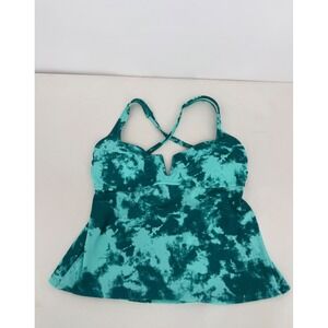Salt & Cove Aqua Mint‎ Tie Dye Tankini Swim Top Built in Bra Size L